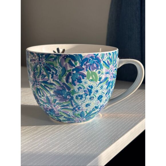 Lilly Pulitzer Ceramic Coffee Mug Tea Cup floral with Gold detail - Picture 2 of 9